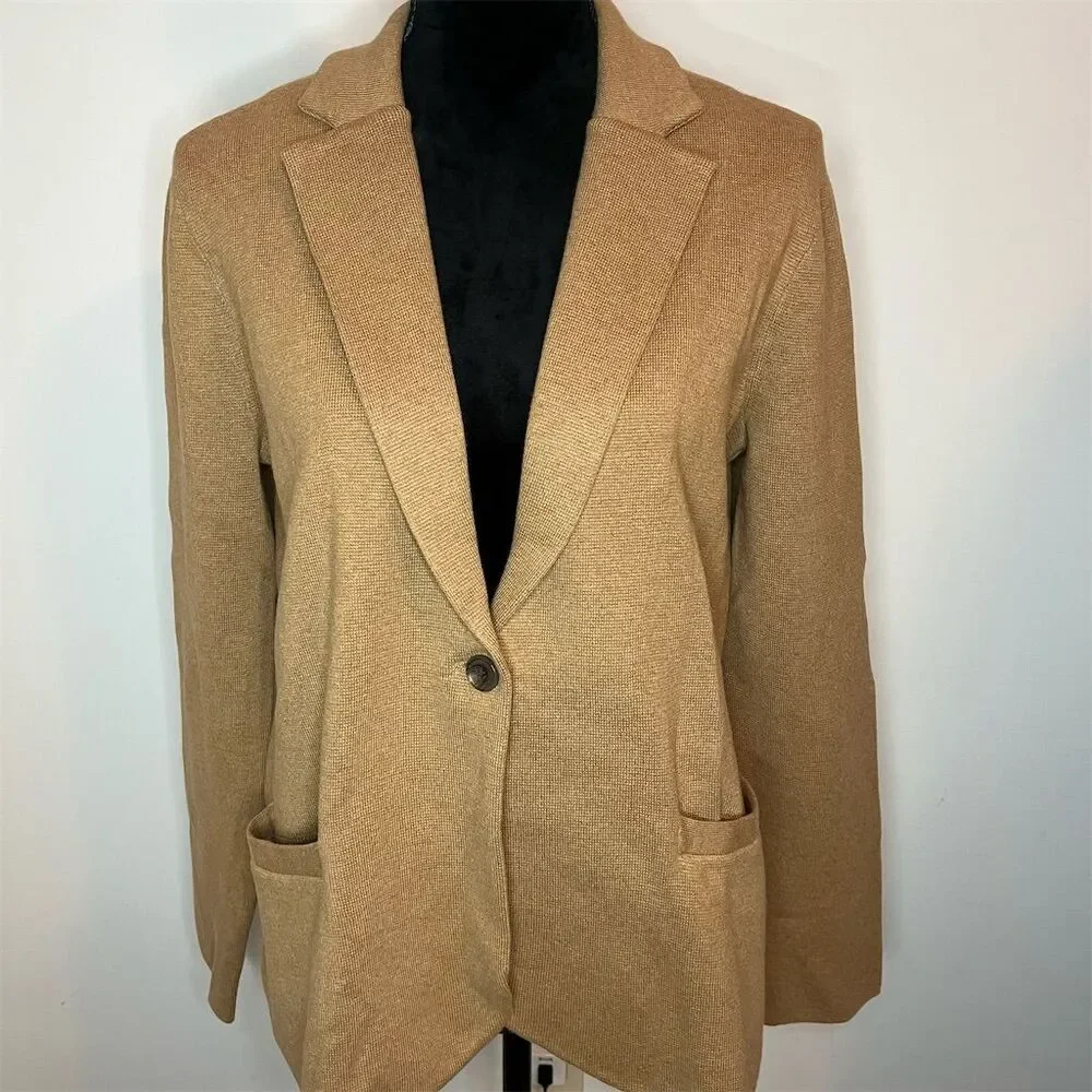 NWT J. Crew Women's‎ Beige Schoolboy Sweater Blazer Cardigan Size L